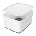 Úložný box s vekom Leitz MyBox, veľkosť L biela/sivá 