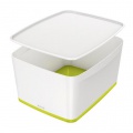 Úložný box s vekom Leitz MyBox, veľkosť L biela/zelená;;; 