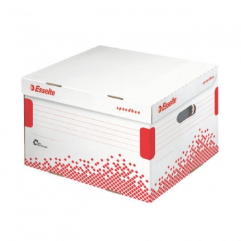 Archívna krabica Esselte Speedbox L so sklápacím vekom biela/červená 433×263×364 mm 