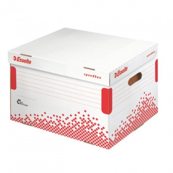 Archívna krabica Esselte Speedbox so sklápacím vekom biela/červená 392×301×334 mm 