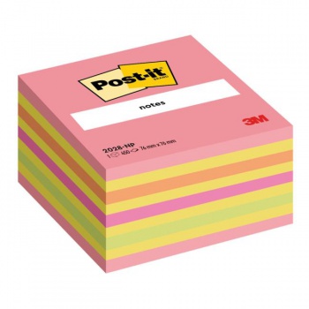 Samolepiaci bloček Post-it, 76 x 76 mm, neónová ružová, mix farieb 