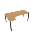 Pracovný stôl Uni, ergo, pravý, 180x75,5x120 cm, buk/čierna 