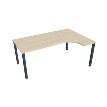 Pracovný stôl Uni, ergo, ľavý, 180x75,5x120 cm, agát/čierna 