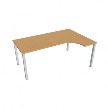 Pracovný stôl Uni, ergo, ľavý, 180x75,5x120 cm, buk/sivá 