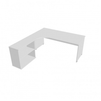 Pracovný stôl Gate, ergo, pravý, 180x75,5x200 cm, biela/biela 