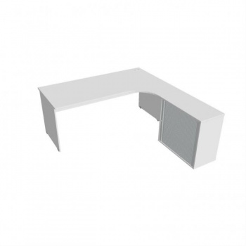 Pracovný stôl Gate, ergo, ľavý, 180x75,5x200 cm, biela/biela 