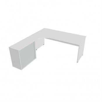 Pracovný stôl Gate, ergo, pravý, 180x75,5x200 cm, biela/biela 