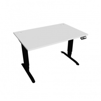 Pracovný stôl Motion, PO, 3S, 120x61 - 128x80 cm, biela/čierna 