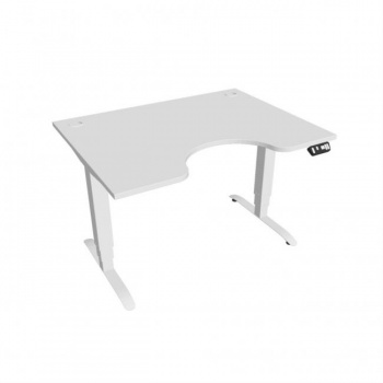 Pracovný stôl Motion Ergo, PO, 3S, 120x61-128x90 cm, biela/biela 