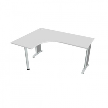 Pracovný stôl Flex, ergo, pravý, 160x75,5x120 (60x60) cm, biela/kov 