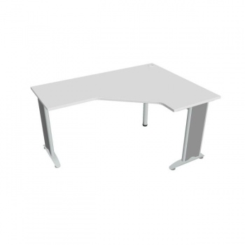 Pracovný stôl Flex, ergo, ľavý, 160x75,5x120 (60x60) cm, biela/kov 
