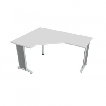 Pracovný stôl Flex, ergo, pravý, 160x75,5x120 (60x60) cm, biela/kov 