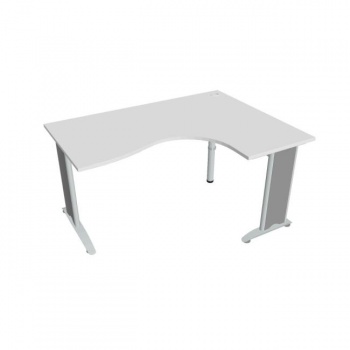 Pracovný stôl Flex, ergo, ľavý, 160x75,5x120 (80x60) cm, biela/kov 