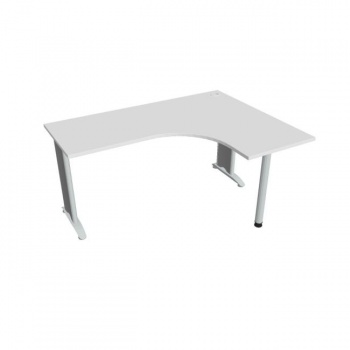 Pracovný stôl Flex, ergo, ľavý, 160x75,5x120 (60x60) cm, biela/kov 
