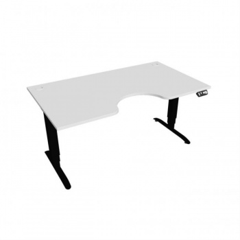 Pracovný stôl Motion Ergo, PO, 3S, 160x61-128x90 cm, biela/čierna 