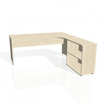 Pracovný stôl Gate, ergo, ľavý, 180x75,5x200 cm, agát/agát 