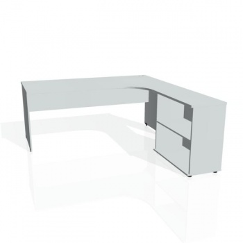 Pracovný stôl Gate, ergo, ľavý, 180x75,5x200 cm, sivá/sivá 
