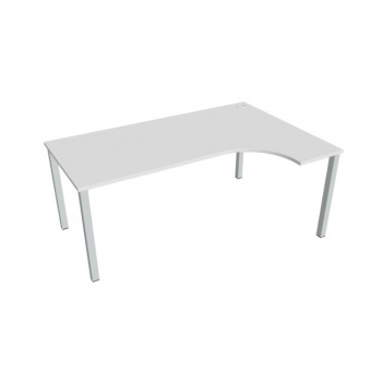 Pracovný stôl Uni, ergo, ľavý, 180x75,5x120 cm, biela/sivá 