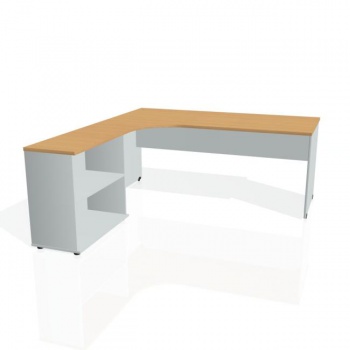 Pracovný stôl Gate, ergo, pravý, 180x75,5x200 cm, buk/sivá 