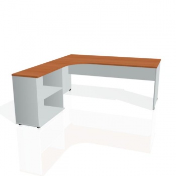 Pracovný stôl Gate, ergo, pravý, 180x75,5x200 cm, čerešňa/sivá 