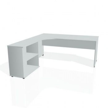 Pracovný stôl Gate, ergo, pravý, 180x75,5x200 cm, sivá/sivá 