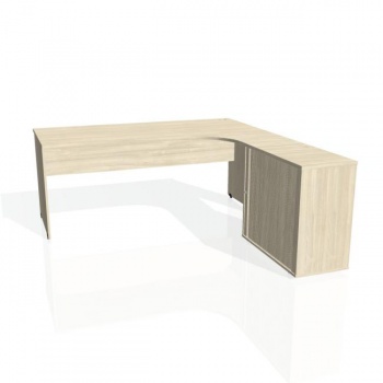 Pracovný stôl Gate, ergo, ľavý, 180x75,5x200 cm, agát/agát 