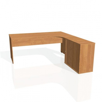 Pracovný stôl Gate, ergo, ľavý, 180x75,5x200 cm, jelša/jelša 