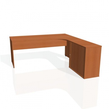 Pracovný stôl Gate, ergo, ľavý, 180x75,5x200 cm, čerešňa/čerešňa 