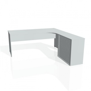 Pracovný stôl Gate, ergo, ľavý, 180x75,5x200 cm, sivá/sivá 
