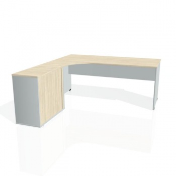 Pracovný stôl Gate, ergo, pravý, 180x75,5x200 cm, agát/sivá 
