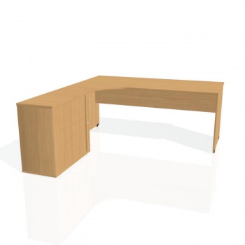 Pracovný stôl Gate, ergo, pravý, 180x75,5x200 cm, buk/buk 
