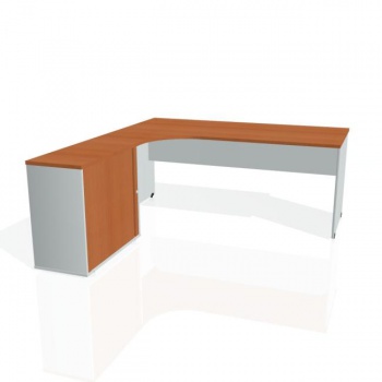 Pracovný stôl Gate, ergo, pravý, 180x75,5x200 cm, čerešňa/sivá 