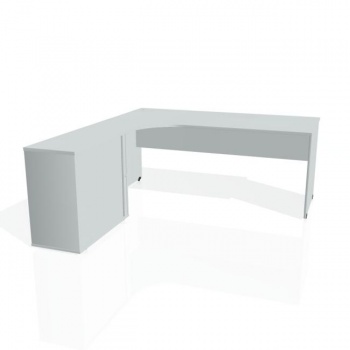 Pracovný stôl Gate, ergo, pravý, 180x75,5x200 cm, sivá/sivá 
