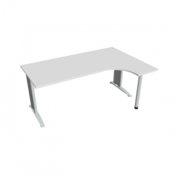 Pracovný stôl Cross, ergo, ľavý, 180x75,5x120 cm, biela/kov 