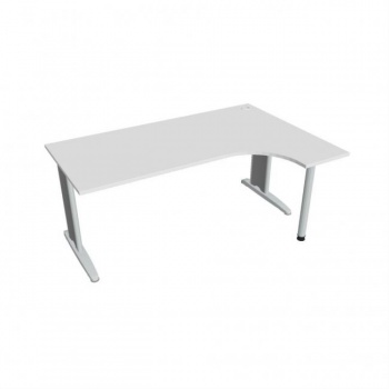Pracovný stôl Flex, ergo, ľavý, 180x75,5x120 (80x40) cm, biela/kov 