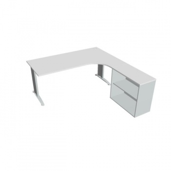 Pracovný stôl Flex, ergo, ľavý, 180x75,5x200,0 (80x40) cm, biela/kov 