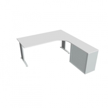 Pracovný stôl Flex, ergo, ľavý, 180x75,5x200,0 (80x40) cm, biela/kov 