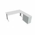 Pracovný stôl Flex, ergo, ľavý, 180x75,5x200,0 (80x40) cm, biela/kov 