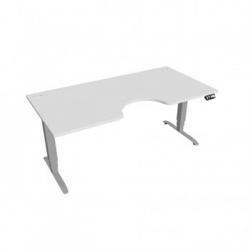 Pracovný stôl Motion Ergo, PO, 3S, 180x61-128x90 cm, biela/sivá 
