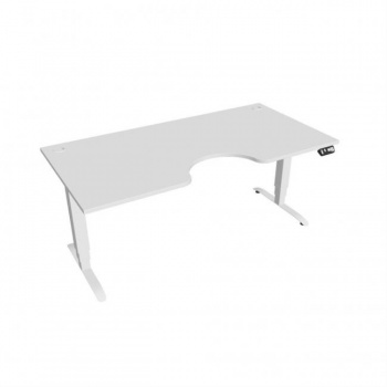 Pracovný stôl Motion Ergo, PO, 3S, 180x61-128x90 cm, biela/biela 