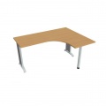 Pracovný stôl Flex, ergo, ľavý, 160x75,5x120 (60x60) cm, buk/kov 