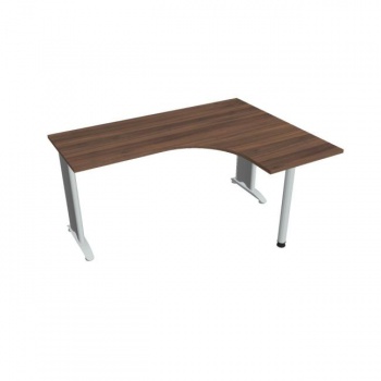 Pracovný stôl Flex, ergo, ľavý, 160x75,5x120 (60x60) cm, orech/kov 