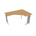 Pracovný stôl Flex, ergo, ľavý, 160x75,5x120 (60x60) cm, buk/kov 