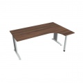 Pracovný stôl Flex, ergo, ľavý, 180x75,5x120 (80x40) cm, orech/kov 