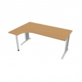 Pracovný stôl Flex, ergo, pravý, 180x75,5x120 (40x80) cm, buk/kov 