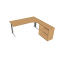Pracovný stôl Flex, ergo, ľavý, 180x75,5x200,0 (80x40) cm, buk/kov 