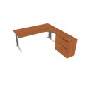 Pracovný stôl Flex, ergo, ľavý, 180x75,5x200,0 (80x40) cm, čerešňa/kov 