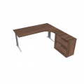 Pracovný stôl Flex, ergo, ľavý, 180x75,5x200,0 (80x40) cm, orech/kov 
