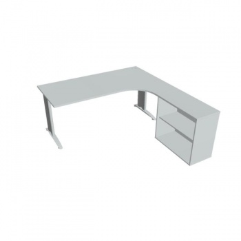 Pracovný stôl Flex, ergo, ľavý, 180x75,5x200,0 (80x40) cm, sivá/kov 