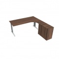 Pracovný stôl Flex, ergo, ľavý, 180x75,5x200,0 (80x40) cm, orech/kov 